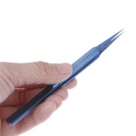 STRAIGHT TIP TWEEZERS 0.15 MM BLUE TITANIUM ALLOY BT-11