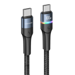 CAVO DI RICARICA TYPE-C / TYPE-C CON LUCE COLORATA 1.2M 100W NERO US-SJ537 U76 USAMS