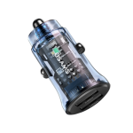 MINI CARICABATTERIE DA AUTO TRASPARENTE DOPPIA USB BLU US-CC162 C31 15W USAMS