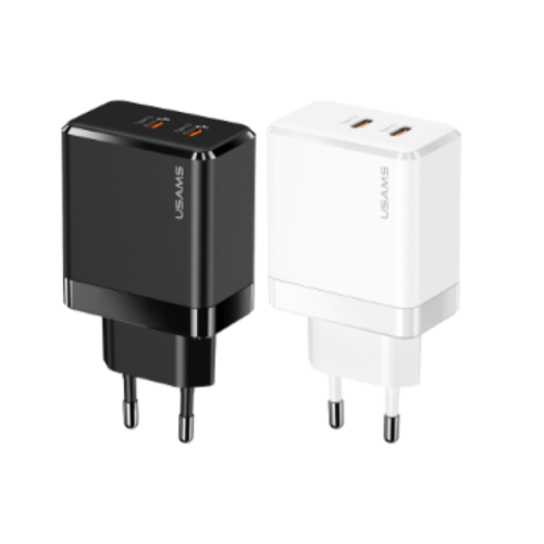 CARICABATTERIE A DOPPIA PORTA TYPE-C A CARICA VELOCE 40W GAN CHIP T54 US-CC172 USAMS