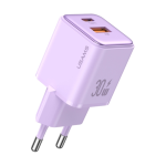 CARICABATTERIE A DUE PORTE A CARICA VELOCE 30W VIOLA US-CC189 USAMS