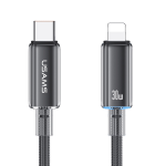 CAVO DI RICARICA A CARICA VELOCE TYPE-C / LIGHTNING TRASPARENTE 1.2M 30W NERO US-SJ659 USAMS