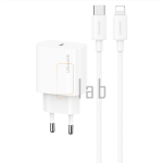 CARICABATTERIE COMPLETO A CARICA RAPIDA TYPE-C/LIGHTNING US-CC226 + US-SJ712 PD 20W BIANCO USAMS