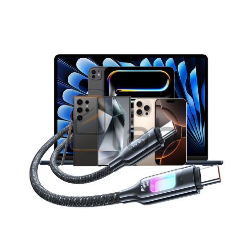 CAVO DI RICARICA TYPE-C / TYPE-C IN LEGA DI ZINCO CON LUCE COLORATA 100W 1.2M TARNISH US-SJ750 USAMS