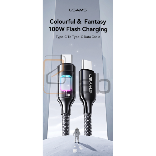 CAVO DI RICARICA TYPE-C / TYPE-C IN LEGA DI ZINCO CON LUCE COLORATA 100W 1.2M TARNISH US-SJ750 USAMS