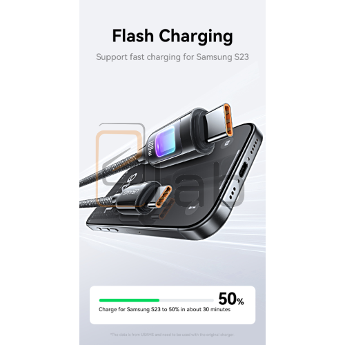 CAVO DI RICARICA TYPE-C / TYPE-C IN LEGA DI ZINCO CON LUCE COLORATA 100W 1.2M TARNISH US-SJ750 USAMS