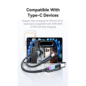 CAVO DI RICARICA TYPE-C / TYPE-C IN LEGA DI ZINCO CON LUCE COLORATA 100W 1.2M TARNISH US-SJ750 USAMS