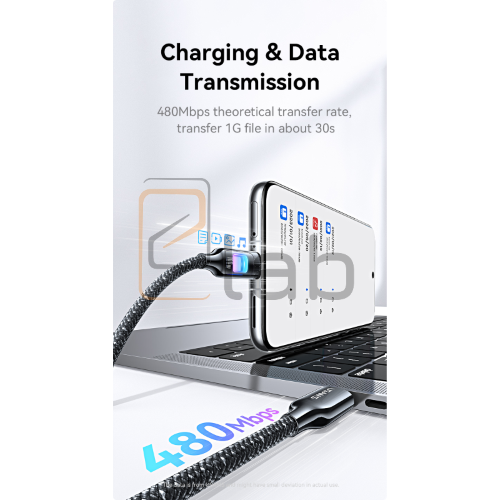 CAVO DI RICARICA TYPE-C / TYPE-C IN LEGA DI ZINCO CON LUCE COLORATA 100W 1.2M TARNISH US-SJ750 USAMS