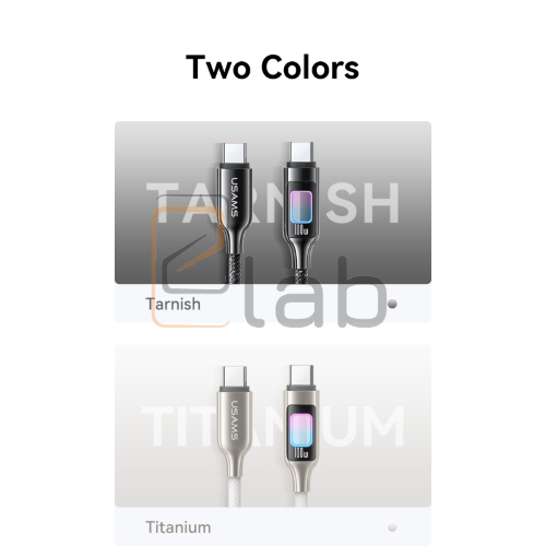 CAVO DI RICARICA TYPE-C / TYPE-C IN LEGA DI ZINCO CON LUCE COLORATA 100W 1.2M TARNISH US-SJ750 USAMS