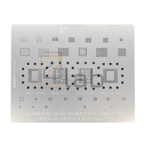 STENCIL PER REBALLING FULL IC XIAOMI REDMI 10 - K30 PRO / CPU SM865-SM8250 MI12 AMAOE