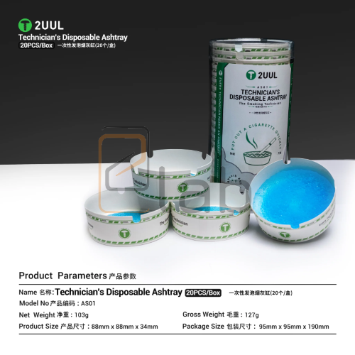 POSACENERE MONOUSO PER TECNICI AS01 2UUL - 20 PEZZI