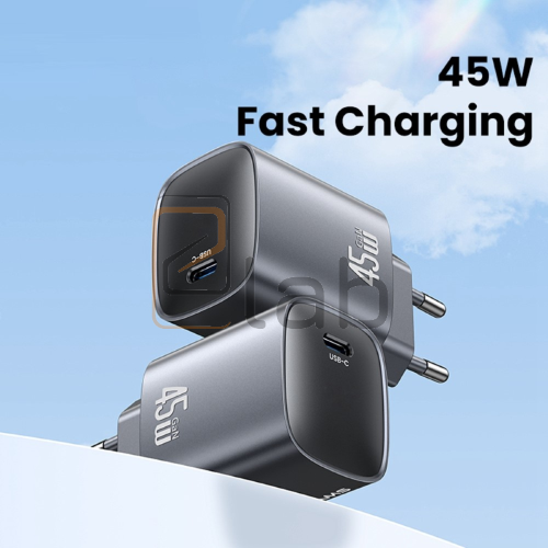 CARICABATTERIE A CARICA VELOCE TYPE-C NERO 45W US-CC323 T66 USAMS