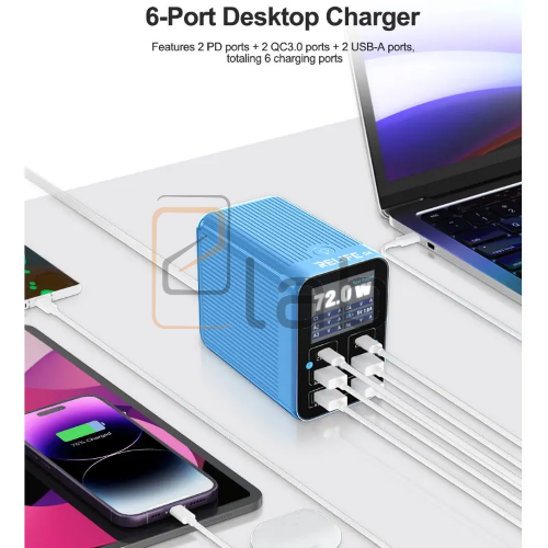 CARICABATTERIE 6 PORTE FAST CHARGER PD+QC 72W Q4 RELIFE