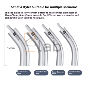 SET UGELLI CURVI PER PISTOLA AD ARIA CALDA 5MM - 6MM - 8MM -10MM YCS