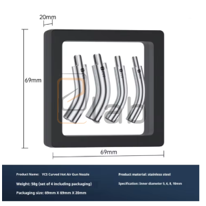 SET UGELLI CURVI PER PISTOLA AD ARIA CALDA 5MM - 6MM - 8MM -10MM YCS