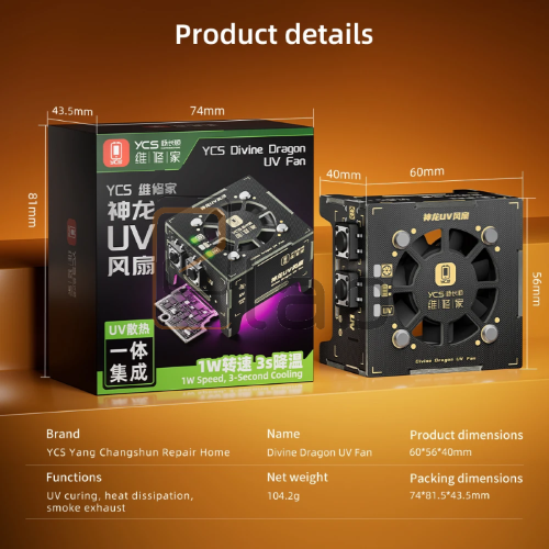DIVINE DRAGON - LAMPADA UV CON VENTOLA DI RAFFREDDAMENTO YCS