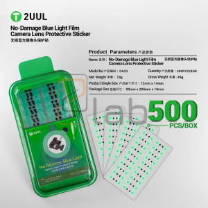 SET ADESIVI PROTEZIONE FOTOCAMERA CON PELLICOLA ANTI LUCI BLU DA33 2UUL - 500 PEZZI