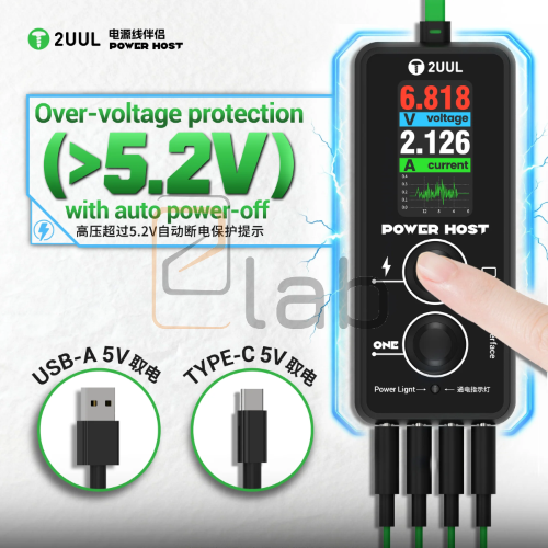 POWER HOST - TESTER - RILEVATORE DI TENSIONE E DI CORRENTE - CAVO DIRETTO USB / TYPE-C PW15 2UUL