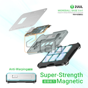 MIDREBALL BASE - BASETTA MAGNETICA CON STENCIL PER REBALLING SCHEDA MADRE DA IPHONE 12 AD IPHONE 16 PRO MAX BH13 2UUL