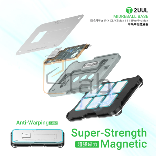 MIDREBALL BASE - BASETTA CON STENCIL PER REBALLING SCHEDA MADRE DA IPHONE X AD IPHONE 11 PRO MAX TR-X-11 BH41 2UUL