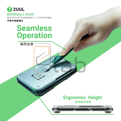 MIDREBALL BASE - BASETTA CON STENCIL PER REBALLING SCHEDA MADRE DA IPHONE X AD IPHONE 11 PRO MAX TR-X-11 BH41 2UUL