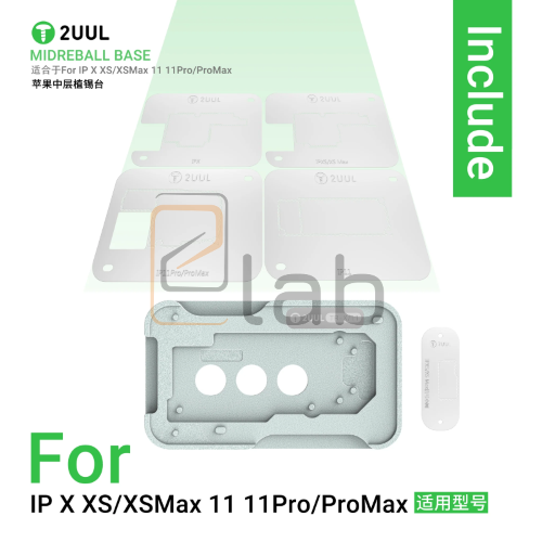 MIDREBALL BASE - BASETTA CON STENCIL PER REBALLING SCHEDA MADRE DA IPHONE X AD IPHONE 11 PRO MAX TR-X-11 BH41 2UUL