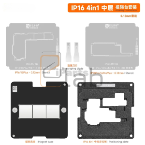 SUPPORTO MAGNETICO PER STENCIL PER REBALLING IPHONE SERIE 16 AMAOE - 4 IN 1