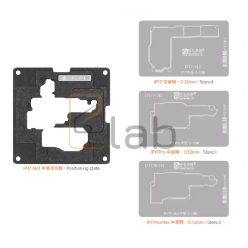 SUPPORTO PER STENCIL PER REBALLING IPHONE SERIE 17 AMAOE - 3 IN 1
