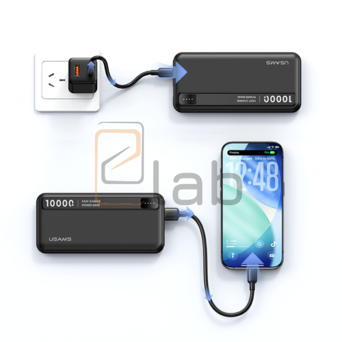 POWER BANK DOPPIA PORTA USB + TYPE-C 10000mAh PB89 US-CD262 USAMS