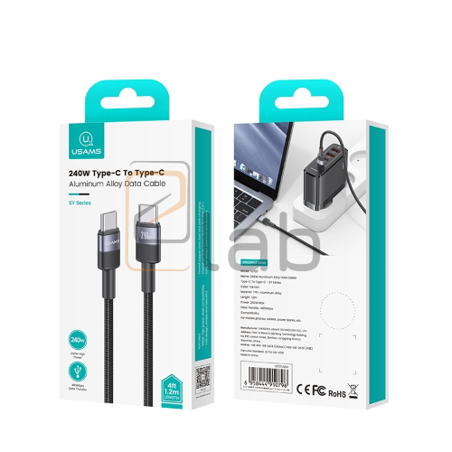 CAVO DI RICARICA A CARICA VELOCE TYPE-C/TYPE-C TARNISH 1.2M 240W SERIE SY US-SJ727 USAMS