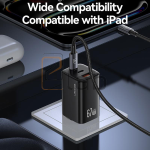 CARICABATTERIE A TRIPLA PORTA USB / TYPE-C A CARICA VELOCE 67W GAN ACC US-CC265 SERIE JC USAMS