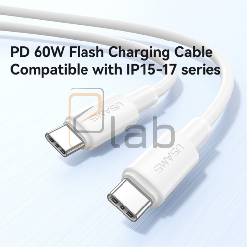 CAVO DI RICARICA A CARICA VELOCE TYPE-C/TYPE-C BIANCO 1M 60W US-SJ763 U90 USAMS