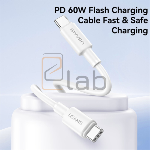 CAVO DI RICARICA A CARICA VELOCE TYPE-C/TYPE-C BIANCO 1M 60W US-SJ763 U90 USAMS