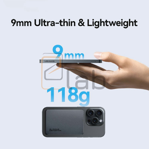 POWER BANK WIRELESS MAGNETICO ULTRASOTTILE IN LEGA DI ALLUMINIO 5000mAh PD 20W US-CD231 SERIE CY USAMS