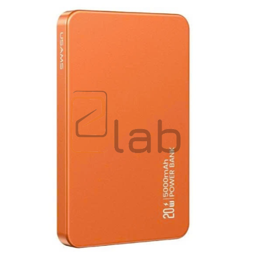 POWER BANK WIRELESS MAGNETICO ULTRASOTTILE IN LEGA DI ALLUMINIO ARANCIONE 5000mAh PD 20W US-CD231 SERIE CY USAMS
