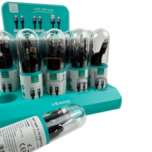 SET CAVI DI RICARICA TYPE-C/LIGHTNING IN LEGA DI ALLUMINIO TARNISH 1.2M 30W + ESPOSITORE US-SJ729 SERIE SY USAMS - 30 PEZZI