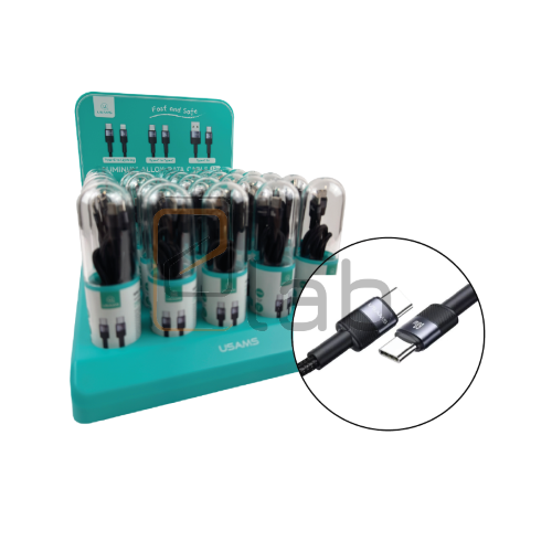 SET CAVI DI RICARICA TYPE-C/ TYPE-C IN LEGA DI ALLUMINIO TARNISH 1.2M 60W + ESPOSITORE US-SJ724 SERIE SY USAMS - 30 PEZZI