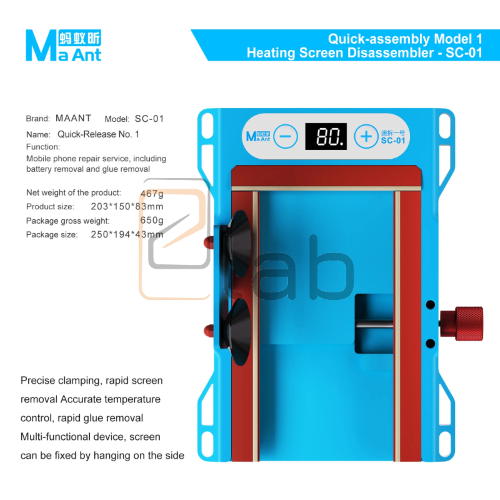 SUPPORTO RISCALDANTE PER SMONTAGGIO DISPLAY E RIMOZIONE COLLA - MA ANT SC-01