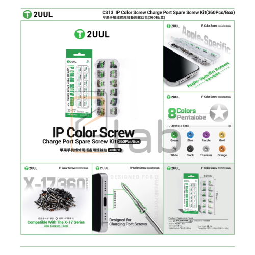 SPARE SCREW - KIT VITI PER PORTA RICARICA IPHONE CS13 2UUL - 360 PEZZI