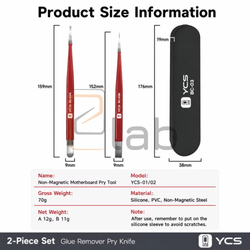 YCS BC-03 SET 2 PEZZI SPATOLE AMAGNETICHE PER RIMOZIONE COLLA E RESINA SCHEDA MADRE