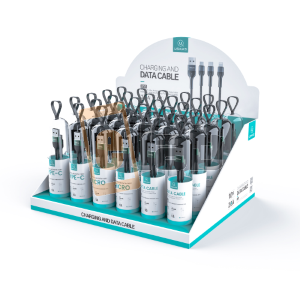 SET CAVI DI RICARICA LIGHTNING IN ALLUMINIO 1M + ESPOSITORE US-SJ448 U55 USAMS - 30 PEZZI