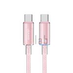 CAVO DI RICARICA TYPE-C / TYPE-C TRASPARENTE 1.2M 100W ROSA US-SJ660 USAMS