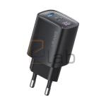 CARICABATTERIE DOPPIA PORTA USB + TYPE-C CON DISPLAY DIGITALE 30W NERO GAN US-CC229 USAMS