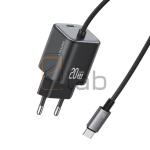 CARICABATTERIE COMPLETO A DOPPIA PORTA TYPE-C A CARICA VELOCE 20W NERO SERIE JC US-CC261 USAMS