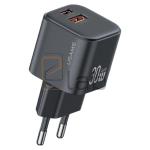 CARICABATTERIE MINI A DOPPIA PORTA USB / TYPE-C A CARICA VELOCE 30W NERO US-CC263 SERIE JC USAMS