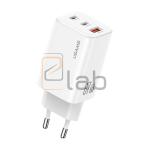 CARICABATTERIE A TRIPLA PORTA USB / TYPE-C A CARICA VELOCE BIANCO 67W GAN CHIP US-CC265 SERIE JC USAMS